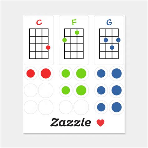 Ukulele Chord Stickers for Learning Chords | C F G | Zazzle