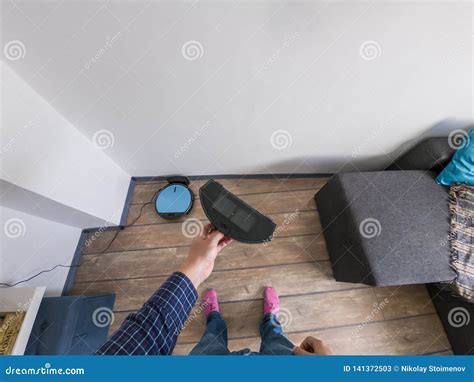 Full Dustbin of a Robot Vacuum Cleaner Stock Image - Image of ...