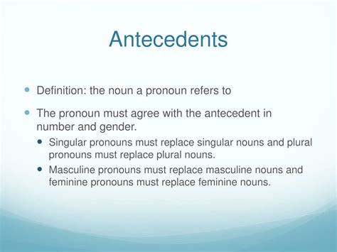 PPT - Pronoun/Antecedent Agreement PowerPoint Presentation, free ...