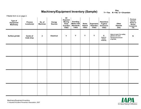 Equipment Inventory List template Gratis