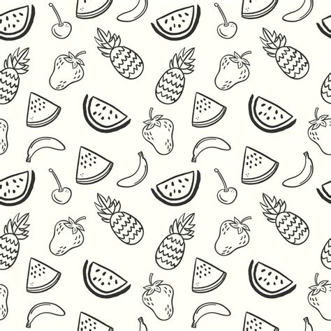 Hand drawn summer fruits pattern with watermelon strawberry and pineapple 26369591 Vector Art at ...