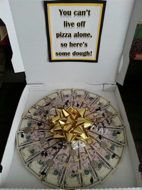 Money pizza I made for my sons graduation. Very easy to make | Creative money gifts, Graduation ...