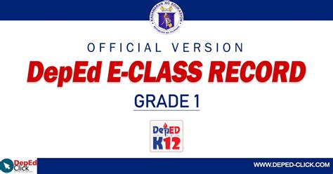 DepEd E-Class Record Templates for Grade 1 (Free Download) - DepEd Click