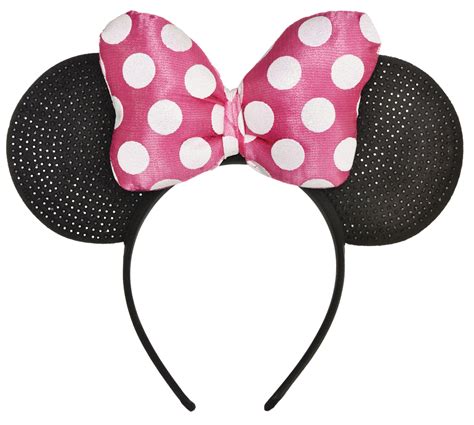 Disney Minnie Mouse Glitter Headband with Ears & Bow, Pink/Black Polka ...