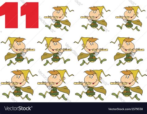 Eleven pipers piping Royalty Free Vector Image