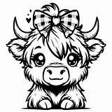 Charming Highland Cow Design  SVG PNG DXF For Cricut sketch template
