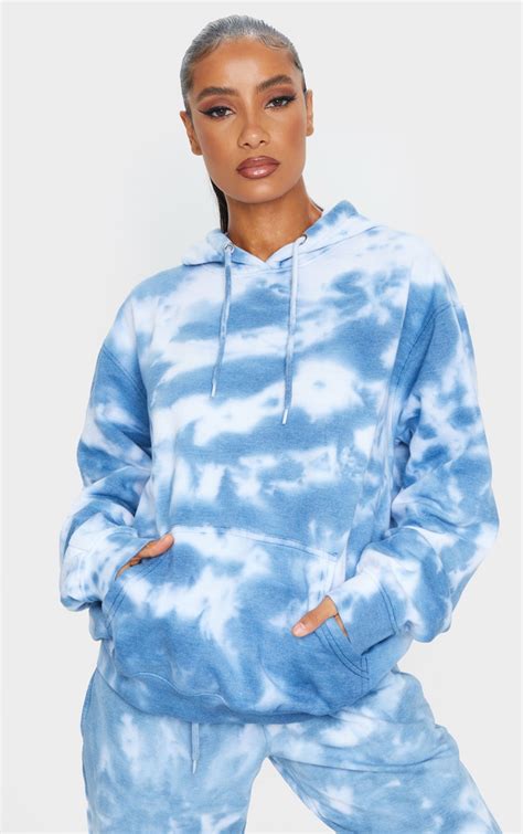 Blue Oversized Tie Dye Hoodie | PrettyLittleThing USA