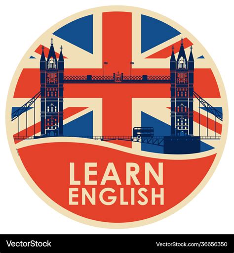 Logo or icon with big ben for learn english Vector Image