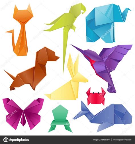 Animals origami set japanese folded modern wildlife hobby symbol ...