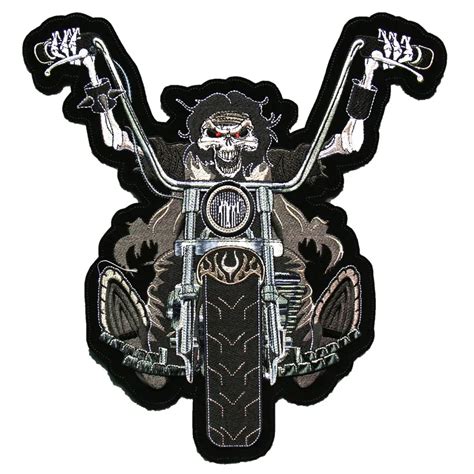 large size skull Motorcycle MC Biker Patches Embroidery motocross vest Jackets patch rider IRON ...