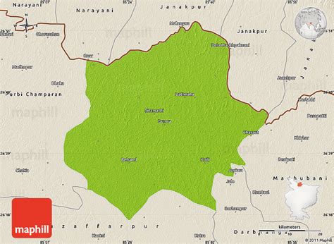 Physical Map of Sitamarhi, shaded relief outside