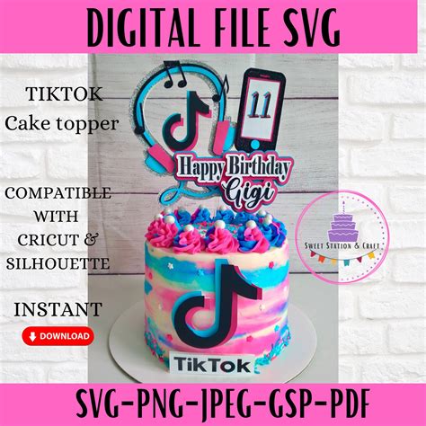 Tiktok Cake Topper SVG - Etsy