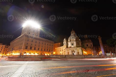 rome, italy, architecture, city center at night with backlight ...