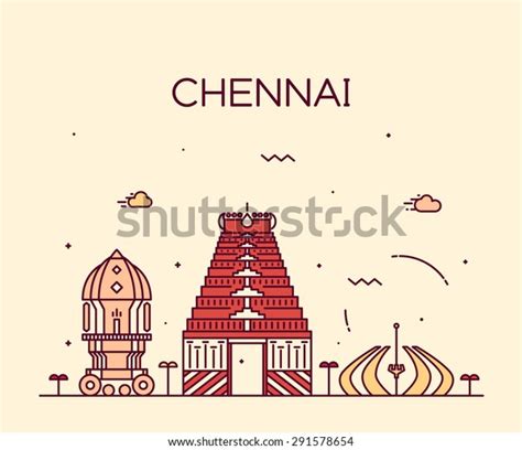 Chennai Skyline Detailed Silhouette Trendy Vector Stock Vector (Royalty ...