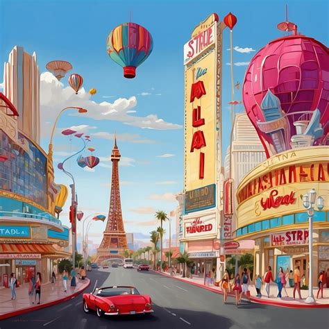 Las Vegas Strip Cartoon Art Free Stock Photo - Public Domain Pictures