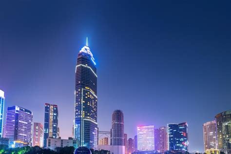 Premium Photo | Shaoxing Modern Building Landscape Night Scenery