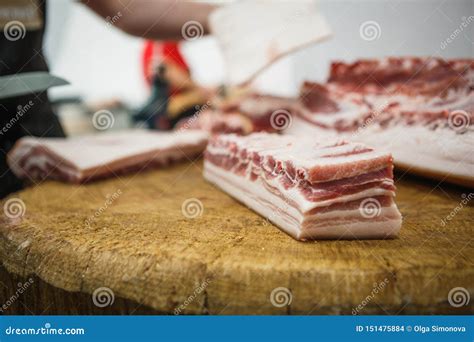 The Process of Cutting and Chopping Meat. Stock Photo - Image of factory, gloves: 151475884