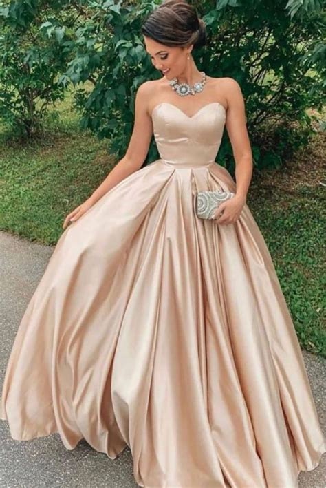 Ball Gown Sweetheart Satin Long Prom Dress Formal Evening Dresses 601487