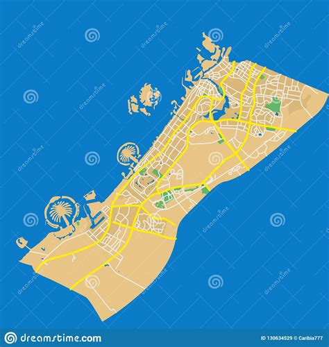 Map of a Large City in the Arab Emirates in the Style of Flat Design Stock Vector - Illustration ...