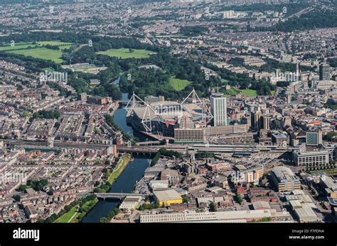 Aerial view of Cardiff City and Cardiff Bay Stock Photo - Alamy