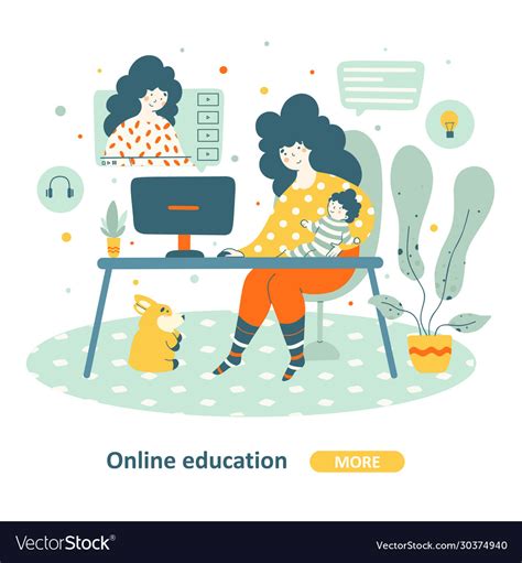 Online education training course cartoon flat Vector Image