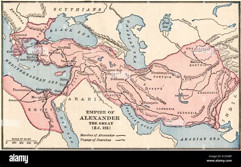 Map of the empire of Alexander the Great in 323 BC Stock Photo, Royalty ...