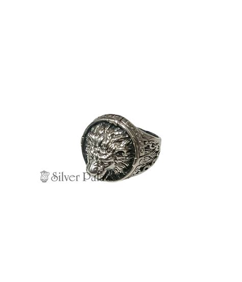 925 Sterling Silver Maan Collection Lion Head Ring For Men - Silver Palace