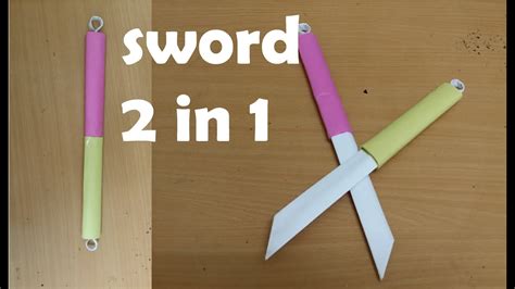 How to make a Double Paper Sword - (Two in One ) - Mini Weapon (crazyPT's Design) - YouTube