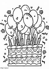Balloons Birthday Cake coloring Page sketch template