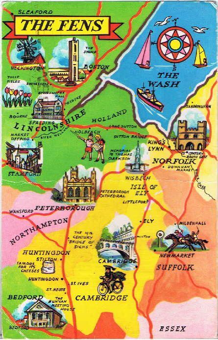 The Fens | Illustrated map, Pictorial maps, Lincolnshire