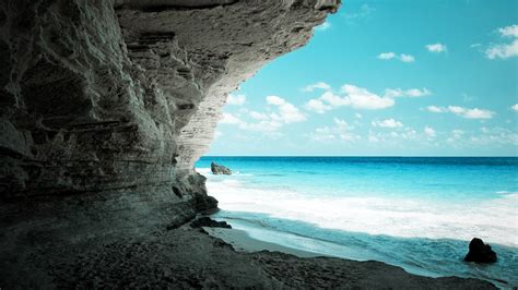 Blue sea, landscape, beach, cliff, sea HD wallpaper | Wallpaper Flare