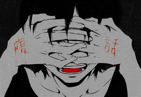 anime black blood boy dark gothic head ache monochrome sad Sad Anime, Anime Guys, Manga Anime ...