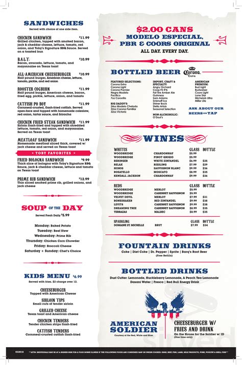 Menu for Toby Keith's I Love This Bar & Grill in Oklahoma City ...