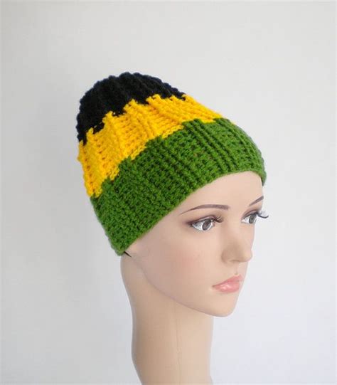 Jamaica beanie, unisex skull fit rasta hat, Jamaica flag colors by MultiKultiCrafts Crochet Mens ...