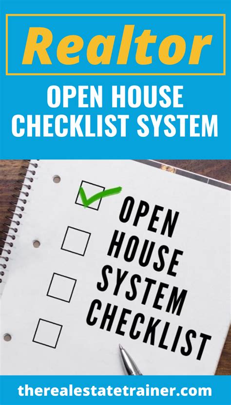 Open House Checklist System - The Real Estate Trainer | Open house checklist, Open house, Real ...