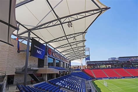 The grandstand tensile membrane structure at Toyota Stadium in Frisco, Texas | Membrane ...