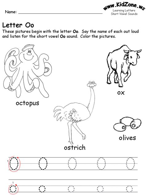 Letter O Worksheets | Beginning Short Vowel Sounds | Harfleme