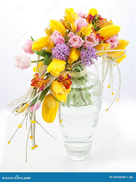 Colorful Bouquet Of Spring Flowers In Vase Royalty Free Stock Photos - Image: 23444448