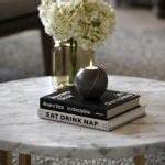 Nazzano Pietra Grey Marble Round Coffee Table with Black Legs - LUSSO