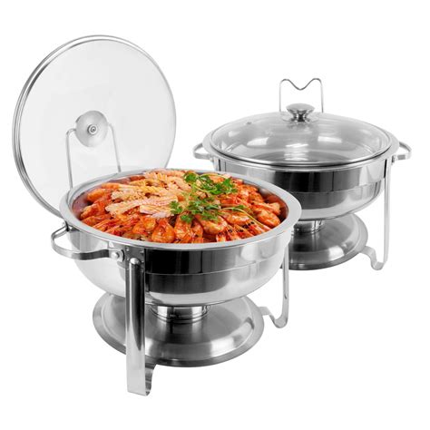 Buy BriSunshine 2 Packs 430 Stainless Steel Chafing Dish Buffet Set, 4 QT Round Chafing Dish ...