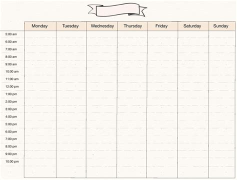 Weekly Hourly Schedule Template - Notability Gallery