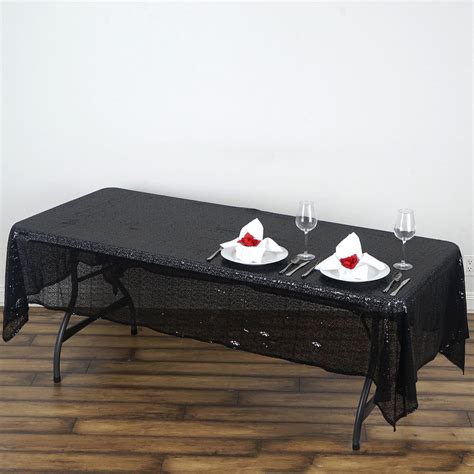 Buy 60"x102" Black Premium Sequin Rectangle Tablecloth - Case of 6 ...