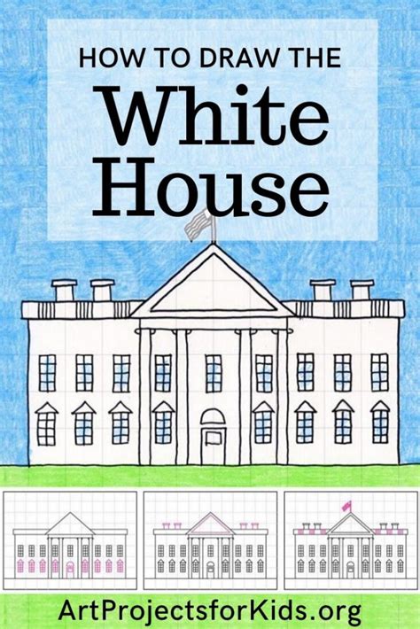 Easy Draw the White House Tutorial and White House Coloring Page · Art ...