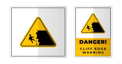 Danger Cliff Warning Sign Label Symbol Icon Vector Illustration ...