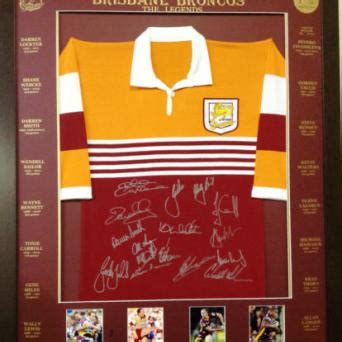 BRISBANE BRONCOS LEGENDS FRAMED JERSEY PHOTO PROOF AVAILABLE OF SIGNING | Soccer Signings Australia