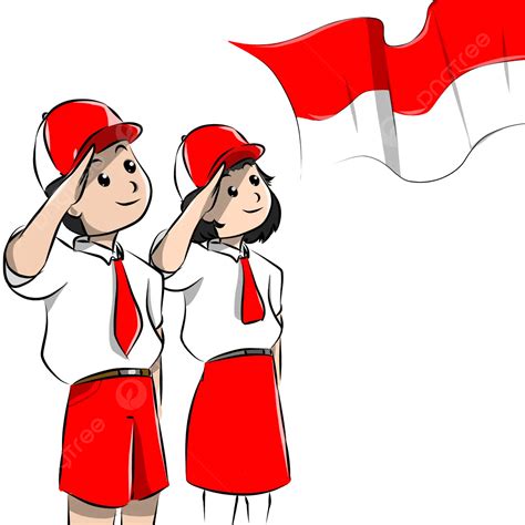 School Children Respect The Indonesian Flag, August, Indonesia, Respect PNG Transparent Clipart ...