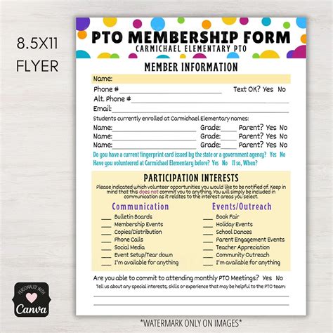 PTO Membership Form Template – Simple Desert Designs