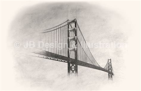 Golden Gate Bridge 11 X17 Pencil Drawing - Etsy