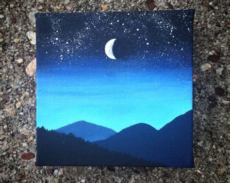 Night sky painting in acrylic. 4x5 canvas. | Arte en lienzo, Trabajos ...