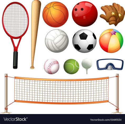 Volleyball net and different types of balls Vector Image